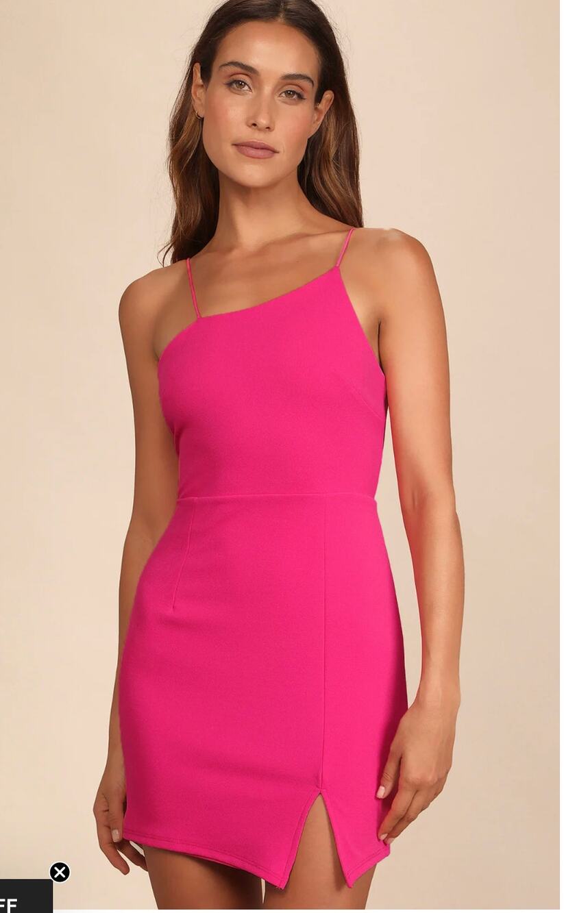 LULUS NWT Party for Two Hot Pink Asymmetrical Bodycon Mini Dress // M